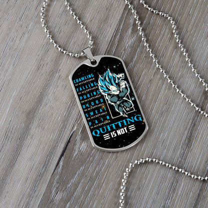 Dragon Ball - Quitting Is Not 2 - Vegeta - Supper Saiyan Blue - Galaxy - Black Dog Tag - Dragon Ball Dog Tag - Military Ball Chain - Luxury Dog Tag