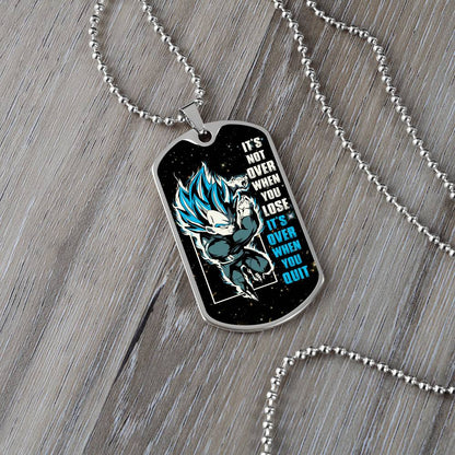 Dragon Ball - It's Not Over When You Lose - Vegeta - Supper Saiyan Blue - Galaxy - Black Dog Tag - Dragon Ball Dog Tag - Military Ball Chain - Luxury Dog Tag
