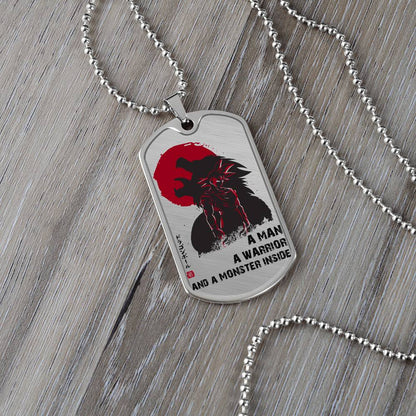 Dragon Ball - A Man - A Warrior - A Monster Inside - Goku - Dragon Ball Dog Tag - Military Ball Chain - Luxury Dog Tag