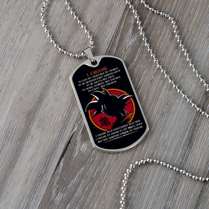 Dragon Ball - I Choose - Goku - Black Dog Tag - Dragon Ball Dog Tag - Military Ball Chain - Luxury Dog Tag