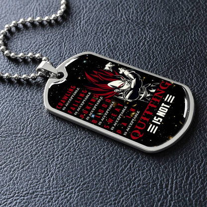 Dragon Ball - Quitting Is Not - Vegeta - Supper Saiyan God - Galaxy - Black Dog Tag - Dragon Ball Dog Tag - Military Ball Chain - Luxury Dog Tag