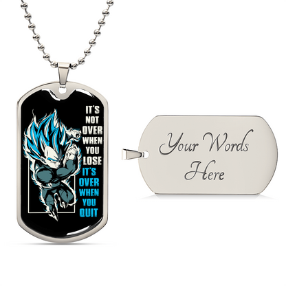 Dragon Ball - It's Not Over When You Lose - Vegeta - Supper Saiyan Blue - Black Dog Tag - Dragon Ball Dog Tag.png - Military Ball Chain - Luxury Dog Tag