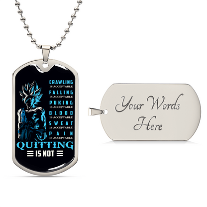 Dragon Ball - Quitting Is Not - Goku - Supper Saiyan Blue - Black Dog Tag - Dragon Ball Dog Tag.png - Military Ball Chain - Luxury Dog Tag