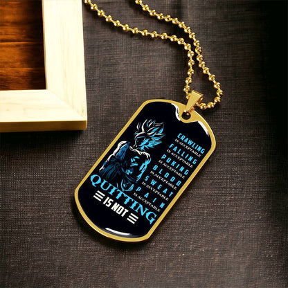 Dragon Ball - Quitting Is Not - Goku - Supper Saiyan Blue - Black Dog Tag - Dragon Ball Dog Tag.png - Military Ball Chain - Luxury Dog Tag