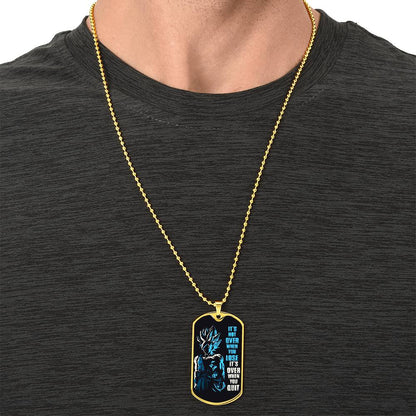 Dragon Ball - It's Not Over When You Lose - Goku - Supper Saiyan Blue - Black Dog Tag - Dragon Ball Dog Tag - Military Ball Chain - Luxury Dog Tag