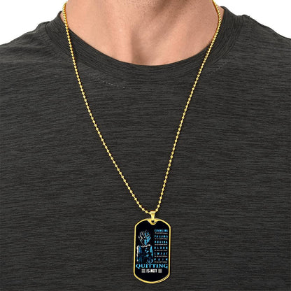 Dragon Ball - Quitting Is Not - Goku - Supper Saiyan Blue - Black Dog Tag - Dragon Ball Dog Tag.png - Military Ball Chain - Luxury Dog Tag