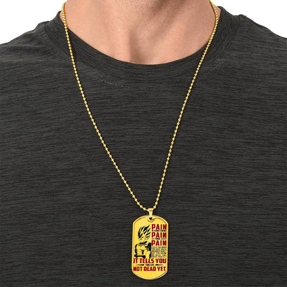 Dragon Ball - PAIN - You Are Not Dead Yet - Vegeta - Supper Saiyan Blue - Dragon Ball Dog Tag - Military Ball Chain - Luxury Dog Tag