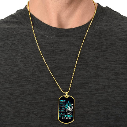 Dragon Ball - Quitting Is Not - Vegeta - Supper Saiyan Blue - Black Dog Tag - Dragon Ball Dog Tag - Military Ball Chain - Luxury Dog Tag