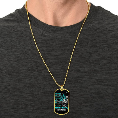 Dragon Ball - Quitting Is Not - Vegeta - Supper Saiyan Blue - Galaxy - Black Dog Tag - Dragon Ball Dog Tag - Military Ball Chain - Luxury Dog Tag