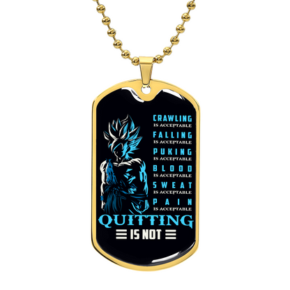 Dragon Ball - Quitting Is Not - Goku - Supper Saiyan Blue - Black Dog Tag - Dragon Ball Dog Tag.png - Military Ball Chain - Luxury Dog Tag