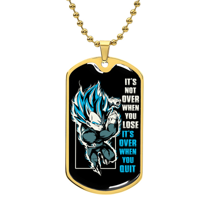 Dragon Ball - It's Not Over When You Lose - Vegeta - Supper Saiyan Blue - Black Dog Tag - Dragon Ball Dog Tag.png - Military Ball Chain - Luxury Dog Tag