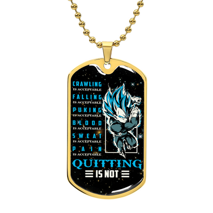 Dragon Ball - Quitting Is Not 2 - Vegeta - Supper Saiyan Blue - Galaxy - Black Dog Tag - Dragon Ball Dog Tag - Military Ball Chain - Luxury Dog Tag