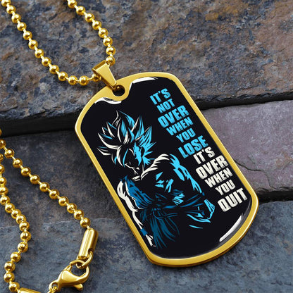 Dragon Ball - It's Not Over When You Lose - Goku - Supper Saiyan Blue - Black Dog Tag - Dragon Ball Dog Tag - Military Ball Chain - Luxury Dog Tag