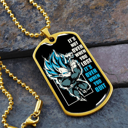 Dragon Ball - It's Not Over When You Lose - Vegeta - Supper Saiyan Blue - Black Dog Tag - Dragon Ball Dog Tag.png - Military Ball Chain - Luxury Dog Tag