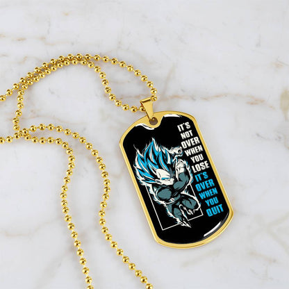 Dragon Ball - It's Not Over When You Lose - Vegeta - Supper Saiyan Blue - Black Dog Tag - Dragon Ball Dog Tag.png - Military Ball Chain - Luxury Dog Tag