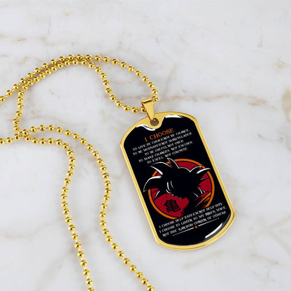 Dragon Ball - I Choose - Goku - Black Dog Tag - Dragon Ball Dog Tag - Military Ball Chain - Luxury Dog Tag