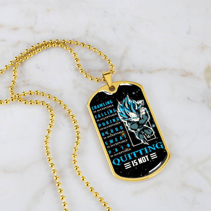 Dragon Ball - Quitting Is Not 2 - Vegeta - Supper Saiyan Blue - Galaxy - Black Dog Tag - Dragon Ball Dog Tag - Military Ball Chain - Luxury Dog Tag
