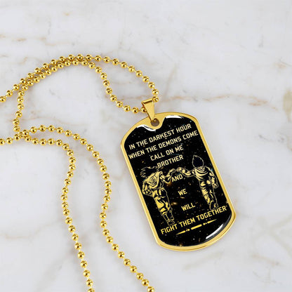 Dragon Ball - Call On Me Brother - Goku - Vegeta - Galaxy - Black Dog Tag - Dragon Ball Dog Tag - Military Ball Chain - Luxury Dog Tag