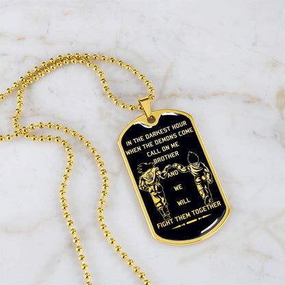 Dragon Ball - Call On Me Brother - Goku - Vegeta - Black Dog Tag - Dragon Ball Dog Tag - Military Ball Chain - Luxury Dog Tag