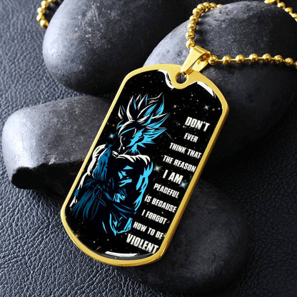 Dragon Ball - Don't Ever Think That The Reason - Goku - Galaxy - Black Dog Tag - Dragon Ball Dog Tag - Military Ball Chain - Luxury Dog Tag
