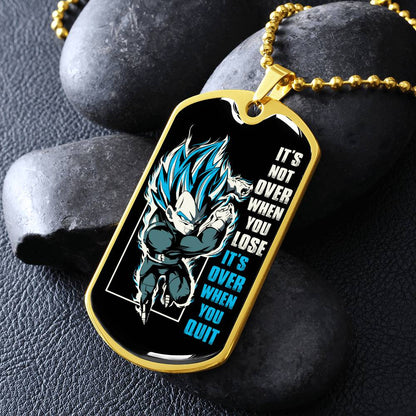 Dragon Ball - It's Not Over When You Lose - Vegeta - Supper Saiyan Blue - Black Dog Tag - Dragon Ball Dog Tag.png - Military Ball Chain - Luxury Dog Tag
