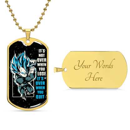 Dragon Ball - It's Not Over When You Lose - Vegeta - Supper Saiyan Blue - Galaxy - Black Dog Tag - Dragon Ball Dog Tag - Military Ball Chain - Luxury Dog Tag