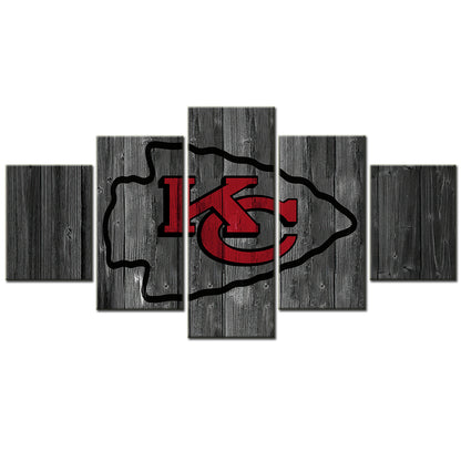 American Football - 5 Pieces Wall Art - AF5096 - Kansas City Chiefs Emblem - NFL Football - American Football Poster - American Football Canvas