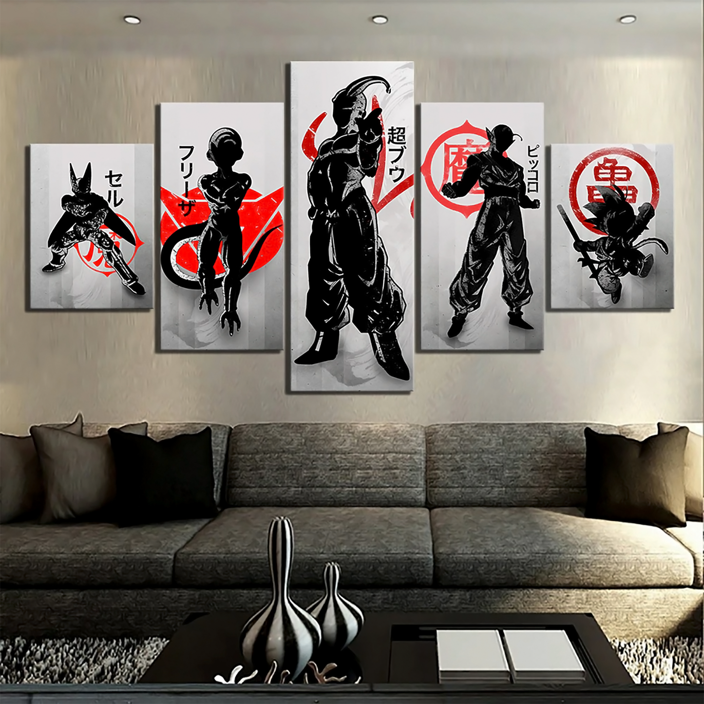 Dragon Ball - 5 Pieces Wall Art - Cell - Frieza - Majin Boo - Piccolo - Kid Goku - Dragon Ball Poster - Dragon Ball Canvas