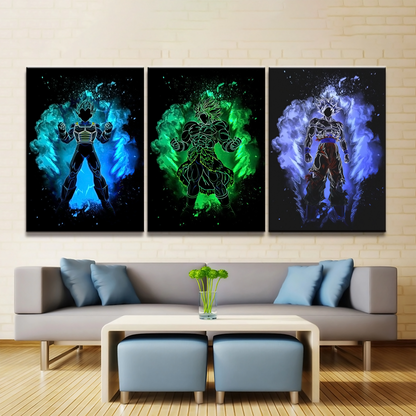 Dragon Ball - 3 Pieces Wall Art - Vegeta - Broly - Goku - Super Saiyan Blue - Mastered Ultra Instinct - Dragon Ball Poster - Dragon Ball Canvas