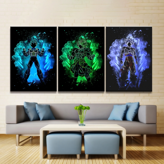 Dragon Ball - 3 Pieces Wall Art - Vegeta - Broly - Goku - Super Saiyan Blue - Mastered Ultra Instinct - Dragon Ball Poster - Dragon Ball Canvas