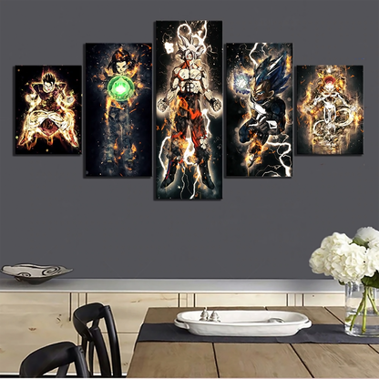 Dragon Ball - 5 Pieces Wall Art - Gohan - Androi 17 - Goku - Vegeta - Frieza - Dragon Ball Poster - Dragon Ball Canvas