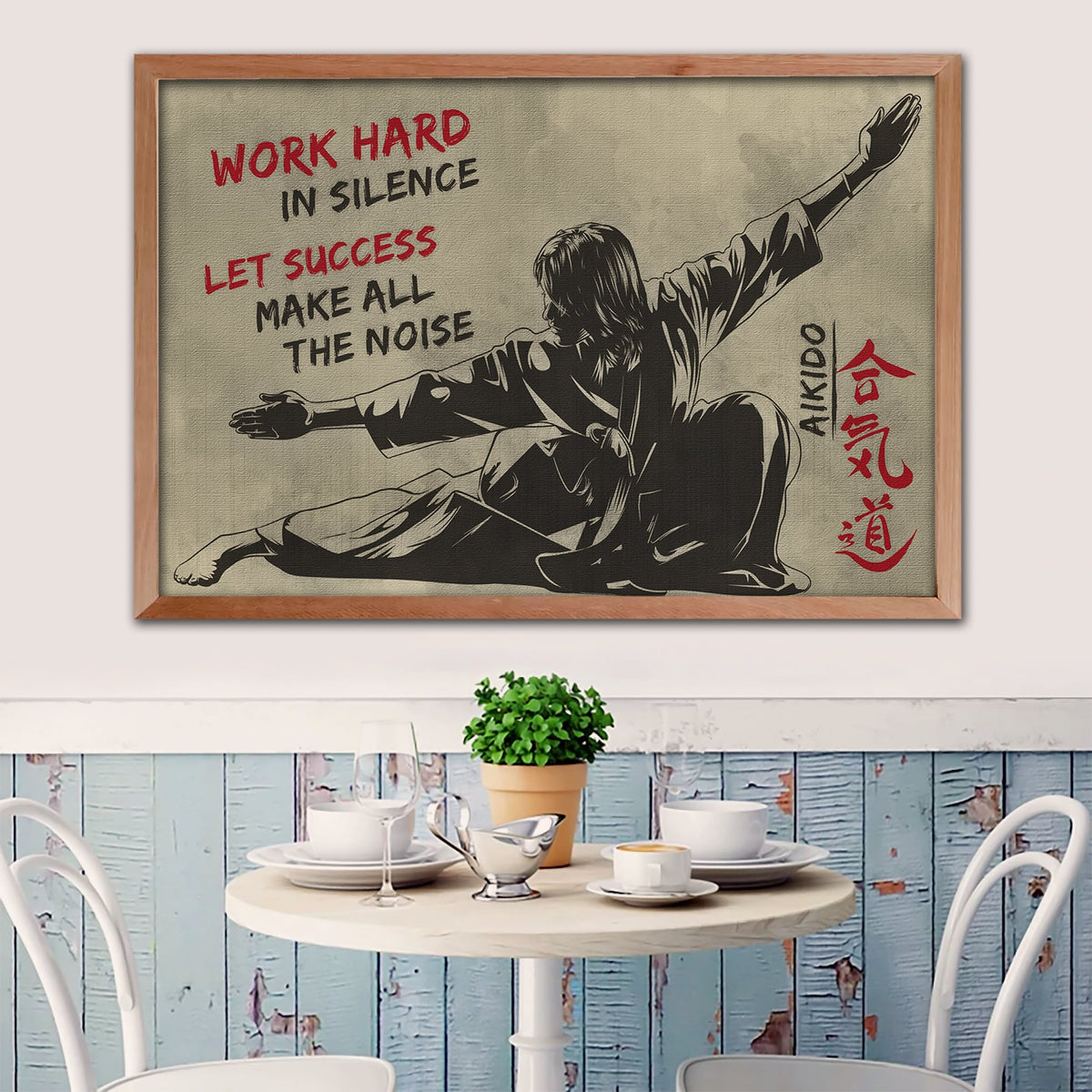 AI002 - Work Hard In Silence - Let Success Make All The Noise - Horizontal Poster - Horizontal Canvas - Aikido Poster
