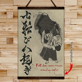 AI005 - Fall Down Seven Times Stand Up Eight - Vertical Poster - Vertical Canvas - Aikido Poster