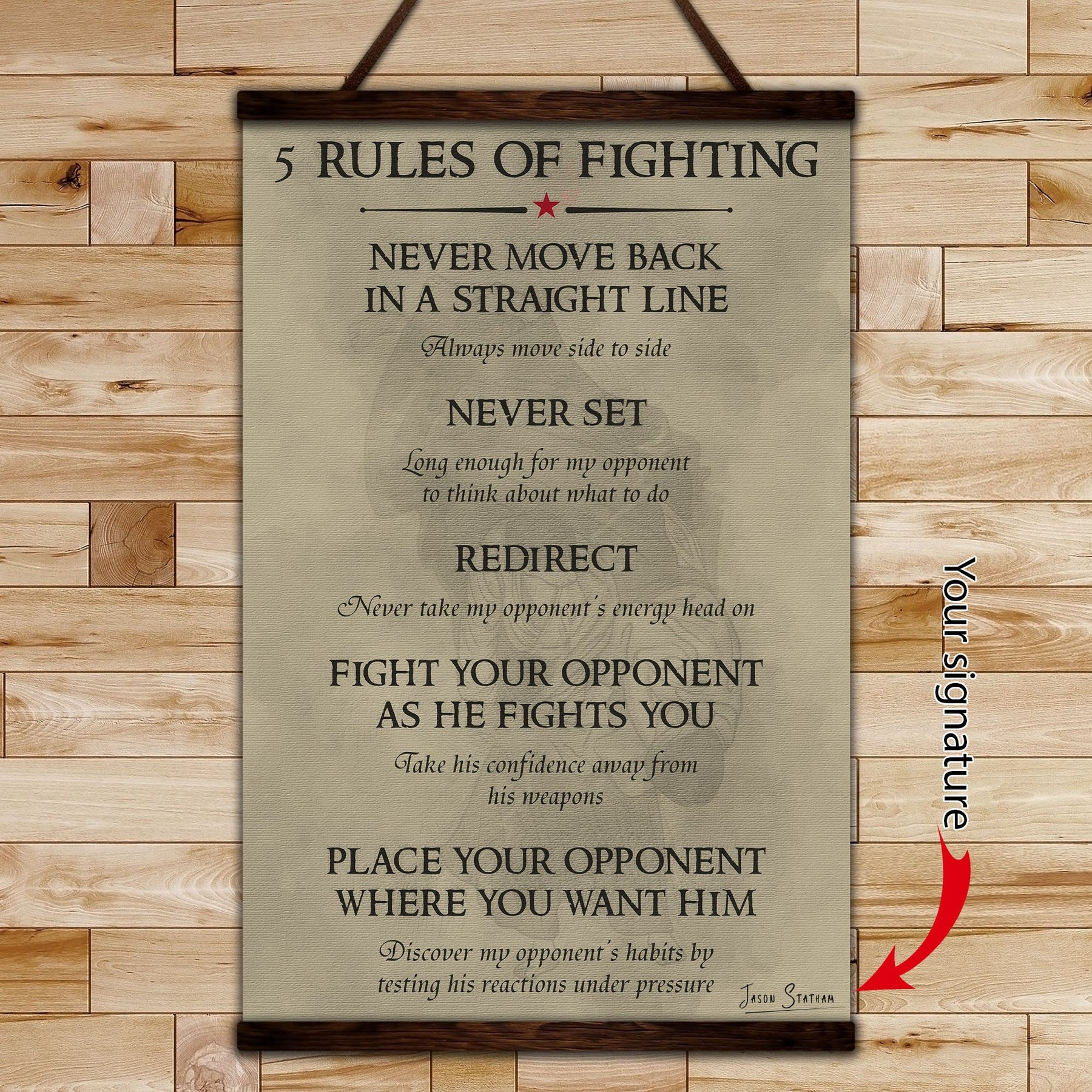 AI010 - 5 Rules Of Fighting - Vertical Poster - Vertical Canvas - Aikido Poster
