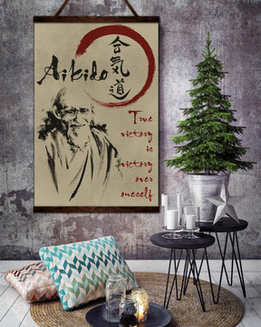 AI025 - True Victory Is Victory Over Oneself - Morihei Ueshiba - Vertical Poster - Vertical Canvas - Aikido Poster