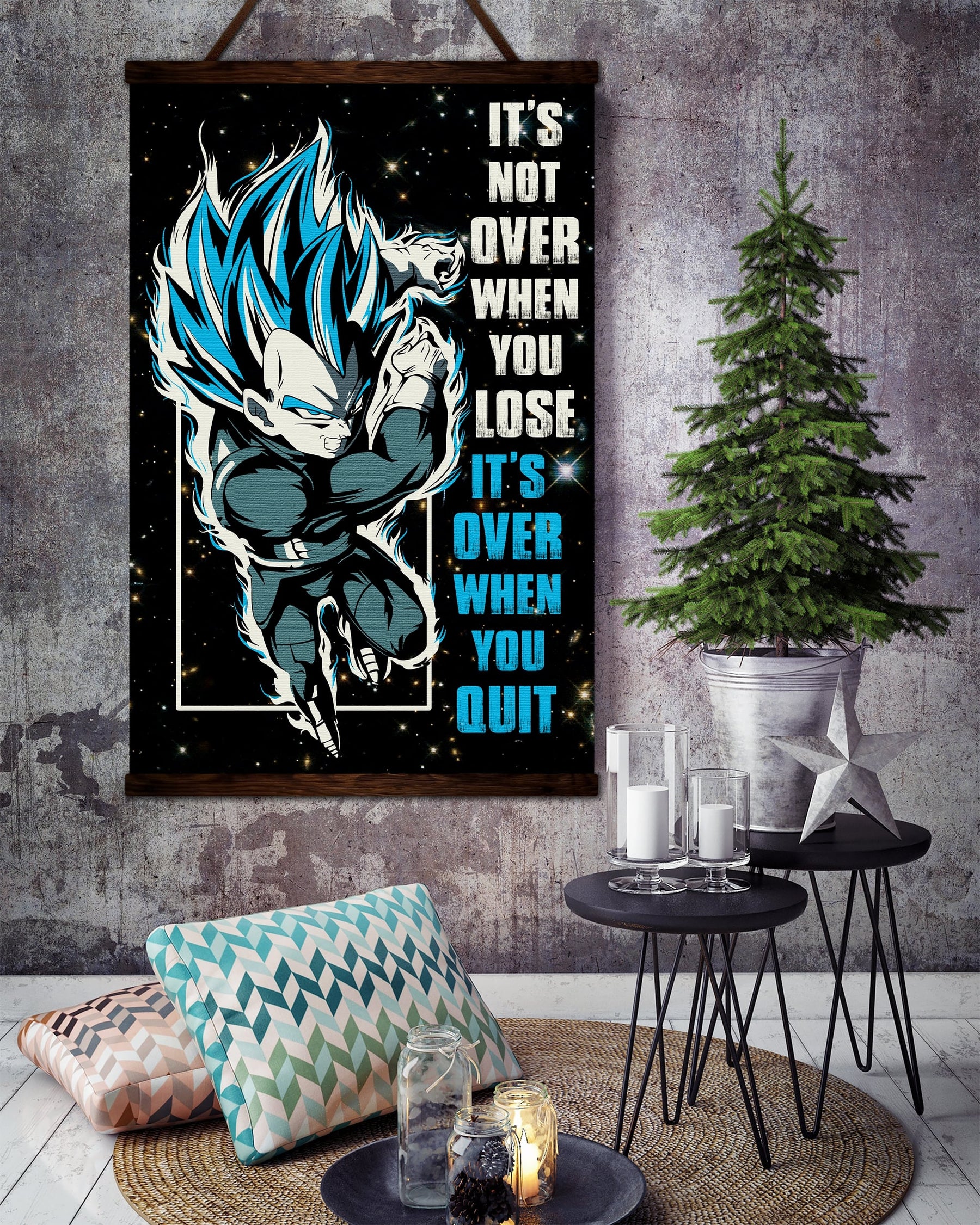 DR048 - It's Not Over When You Lose - It's Over When You Quit - Goku - Super Saiyan Blue - Vertical Poster - Vertical Canvas - Dragon Ball Poster