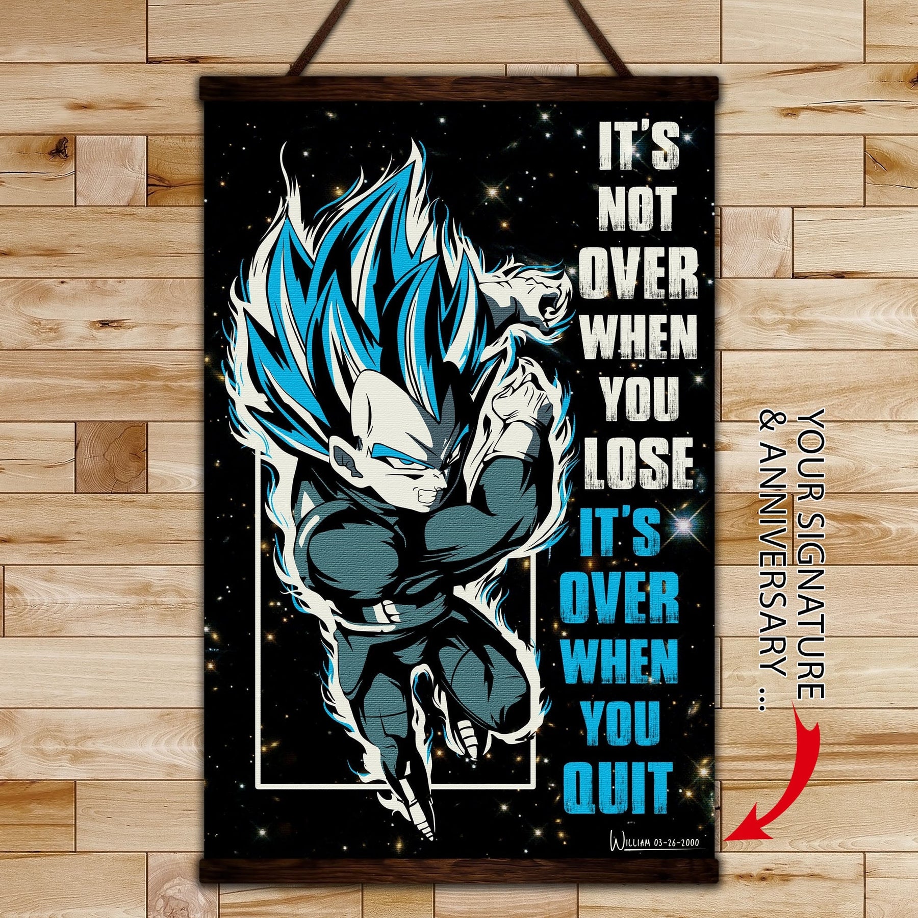 DR048 - It's Not Over When You Lose - It's Over When You Quit - Goku - Super Saiyan Blue - Vertical Poster - Vertical Canvas - Dragon Ball Poster
