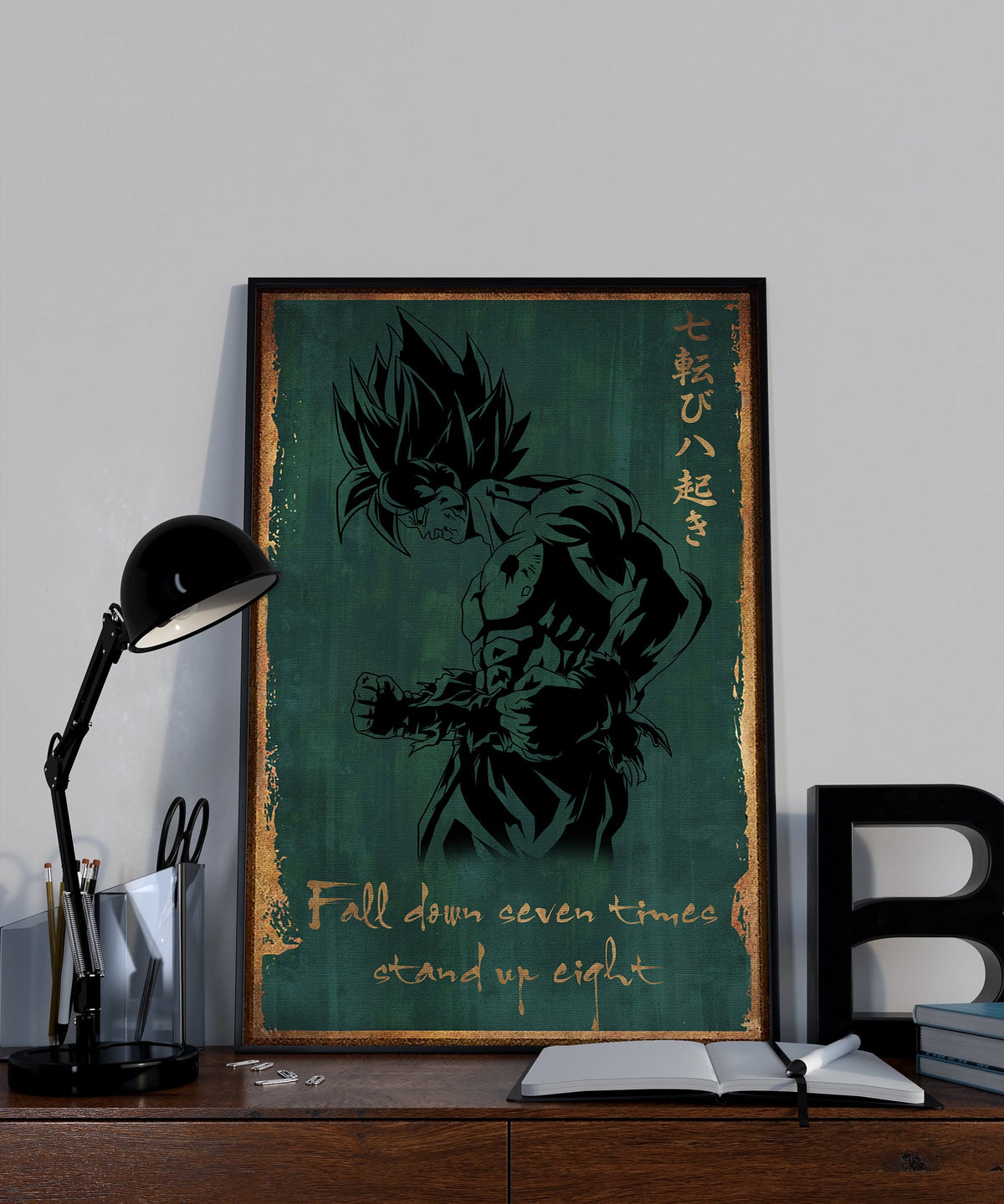 DR063 - Fall Down Seven Times Stand Up Eight - Goku - Vertical Poster - Vertical Canvas - Dragon Ball Poster