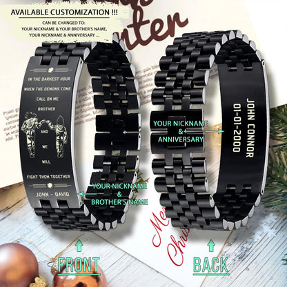 DRB004 - Call On Me Brother - English - Goku - Vegeta - Dragon Ball - Black Engrave Bracelet