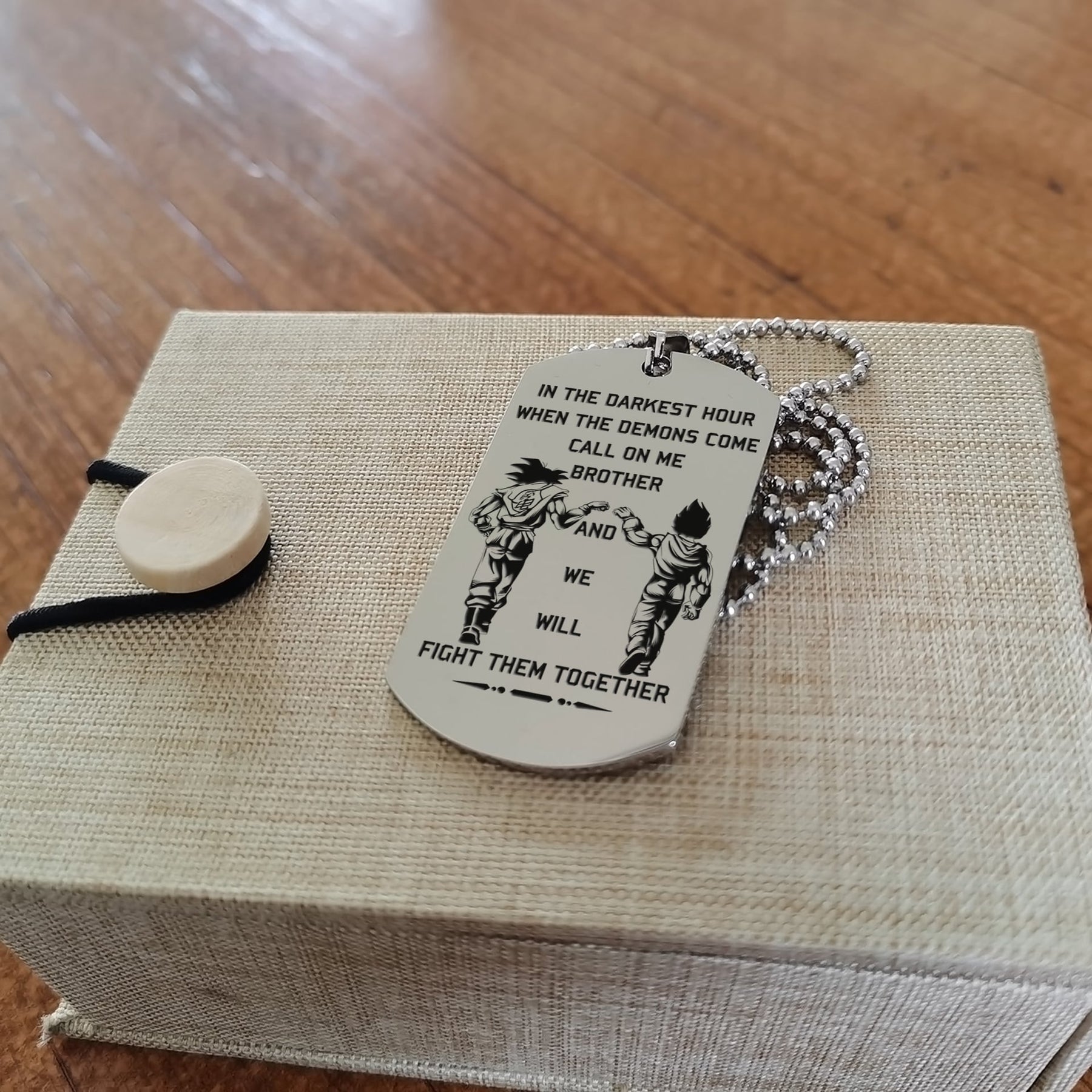 DRD036 - Call On Me Brother - It's About Being Better Than You Were The Day Before - Goku - Vegeta - Dragon Ball Dog Tag - Double Side Engrave Silver Dog Tag