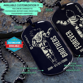 DRD041 - Brothers Forever - Goku - Vegeta - Dragon Ball Dog Tag - Double Sided Engraved Black Dog Tag
