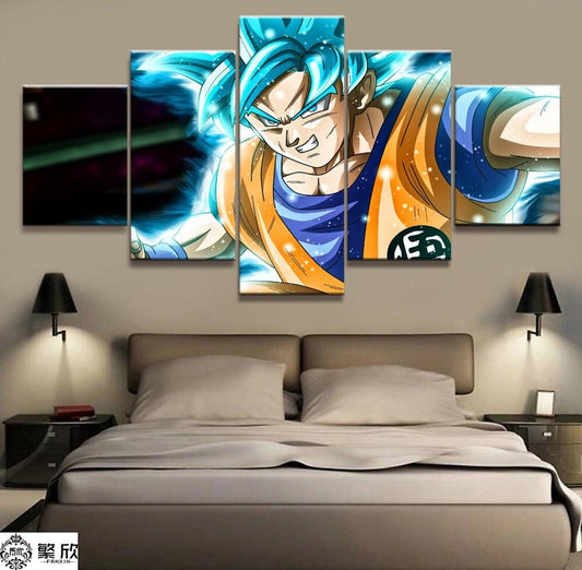 Dragon Ball - 5 Pieces Wall Art - Goku - Super Saiyan Blue - Dragon Ball Poster - Dragon Ball Canvas