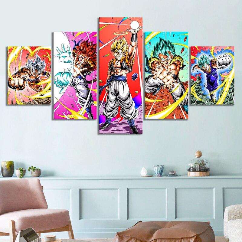 Dragon Ball - 5 Pieces Wall Art - Goku - Vegeta - Vegeto - Super Saiyan Blue - Mastered Ultra Instinct - Dragon Ball Poster - Dragon Ball Canvas