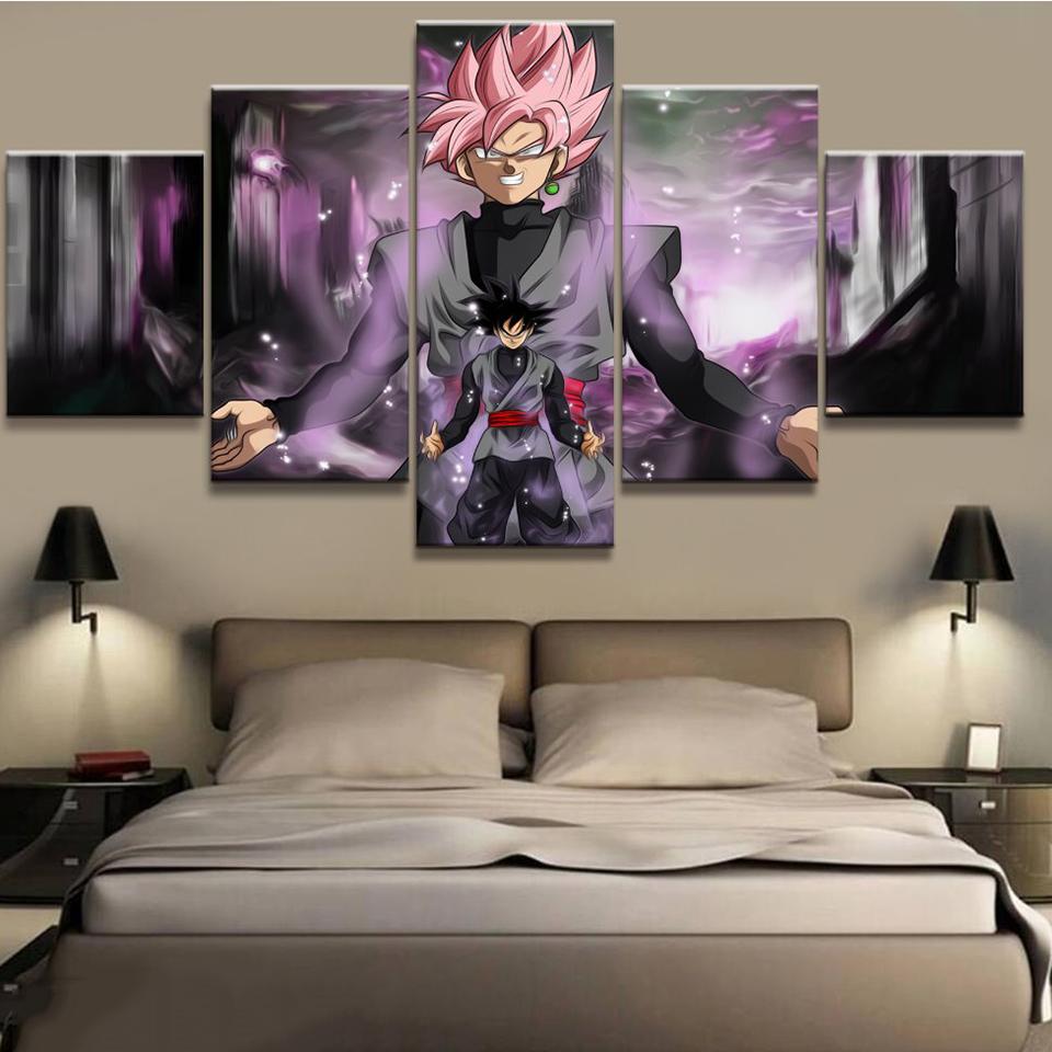 Dragon Ball - 5 Pieces Wall Art - Black Goku - Super Saiyan Rose - Dragon Ball Poster - Dragon Ball Canvas