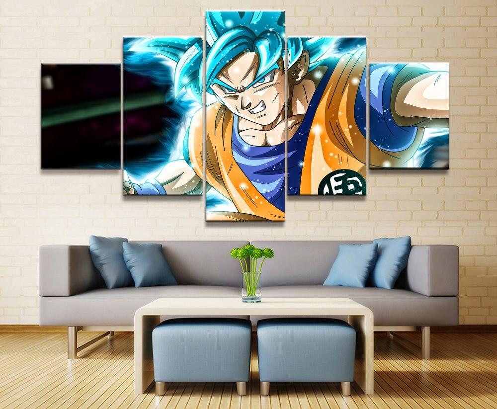 Dragon Ball - 5 Pieces Wall Art - Goku - Super Saiyan Blue - Dragon Ball Poster - Dragon Ball Canvas