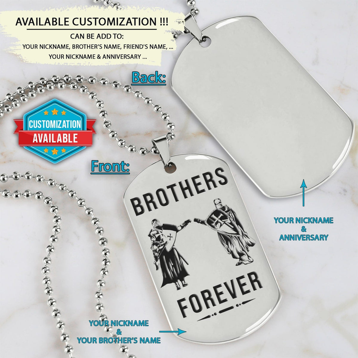 KTD022 - Brothers Forever - Knights Templar - Silver Dog Tag