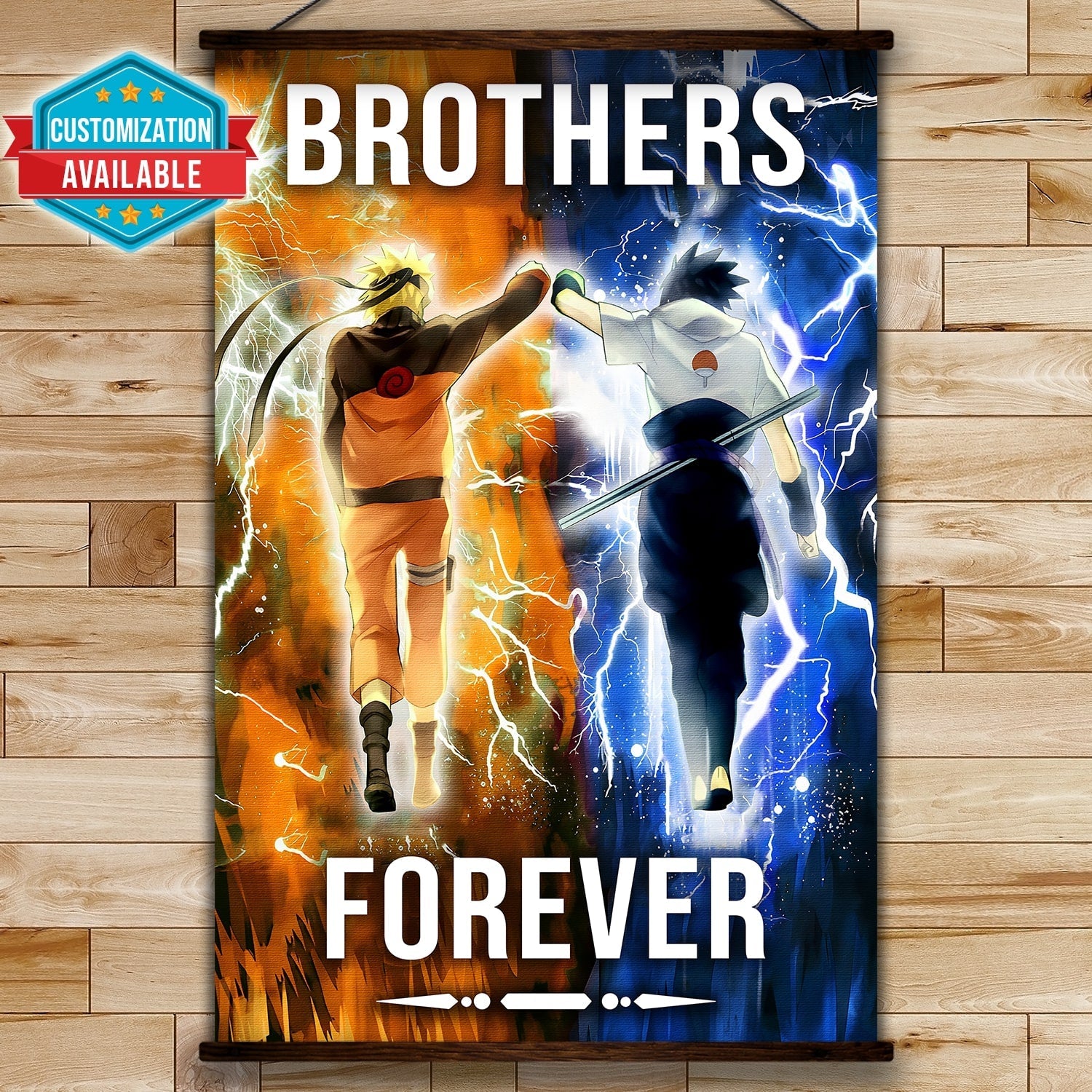 NA003 - Brothers Forever - Uzumaki Naruto  - Uchiha Sasuke - Vertical Poster - Vertical Canvas - Naruto Poster