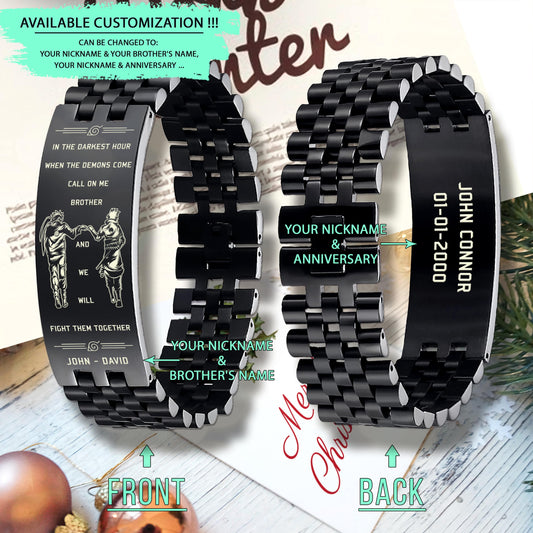 NAB004 - Call On Me Brother - Naruto - Sasuke - Naruto Bracelet - Engrave Black Bracelet