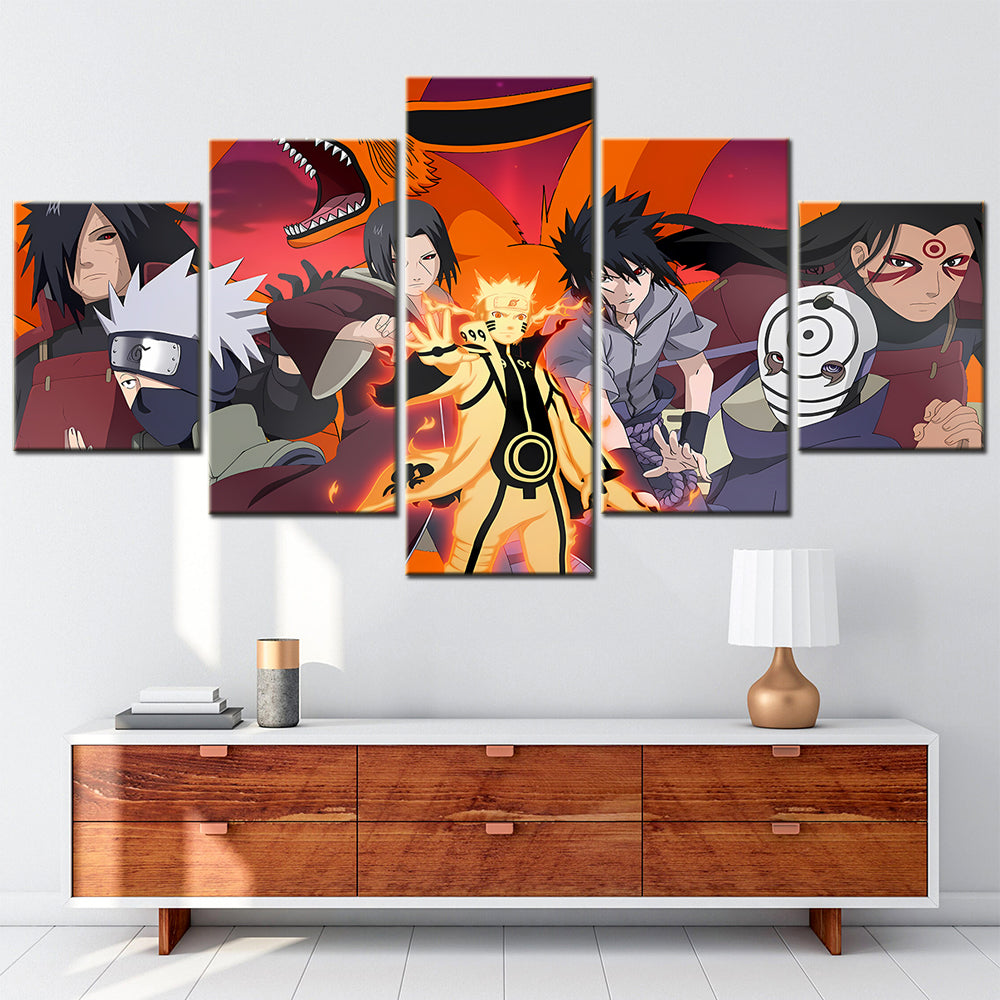 Naruto - 5 Pieces Wall Art - Uchiha Itachi - Hatake Kakashi - Uchiha Itachi - Uzumaki Naruto - Uchiha Sasuke - Printed Wall Pictures Home Decor - Naruto Poster - Naruto Canvas
