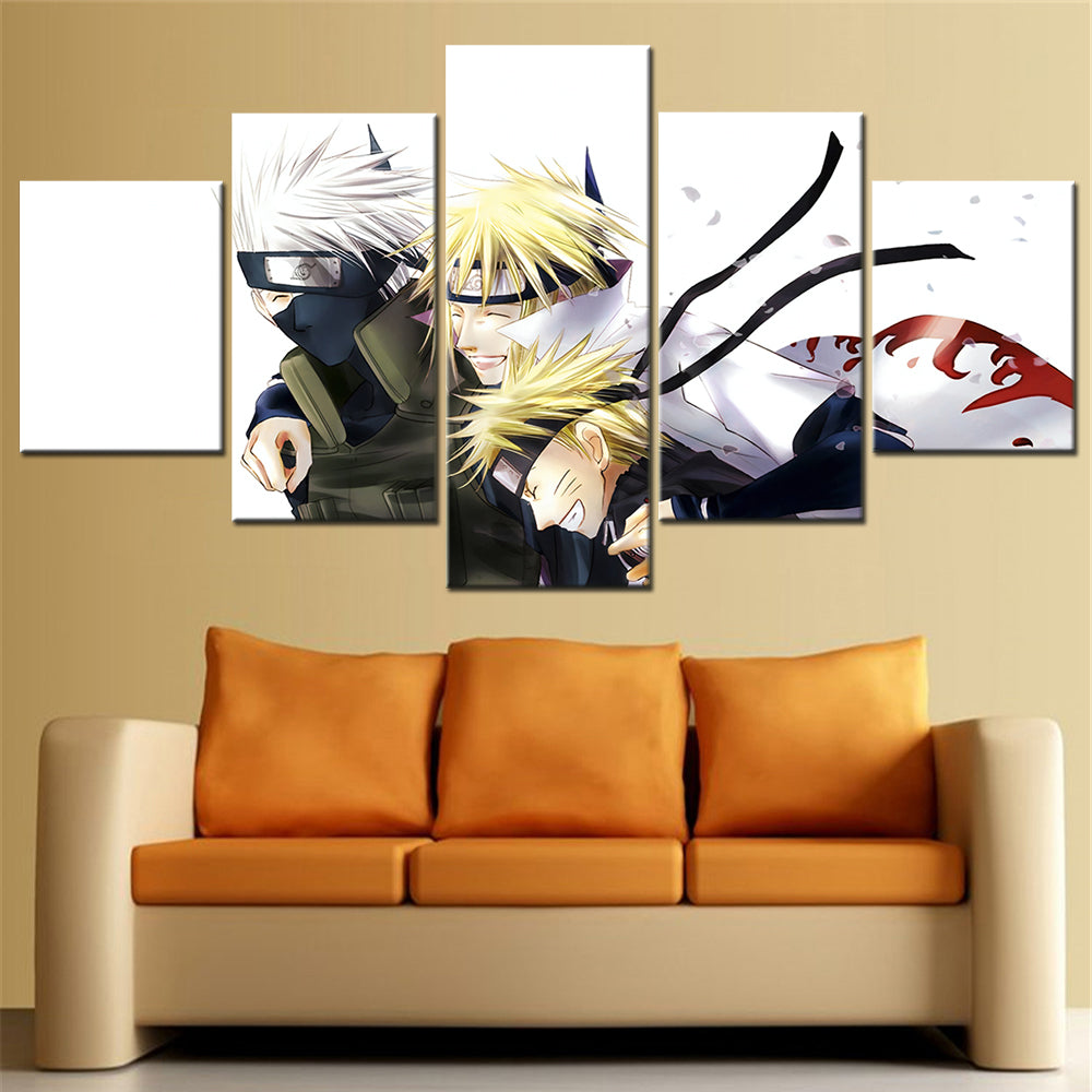 Naruto - 5 Pieces Wall Art - Uzumaki Naruto - Hatake Kakashi - Namikaze Minato - Printed Wall Pictures Home Decor - Naruto Poster - Naruto Canvas